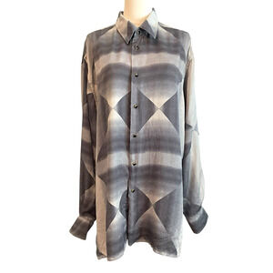 Vtg VITALIANO ITALY SIlk‎ Shirt Mens 2XL Geometric Artsy Grandpa Nerdcore 90s